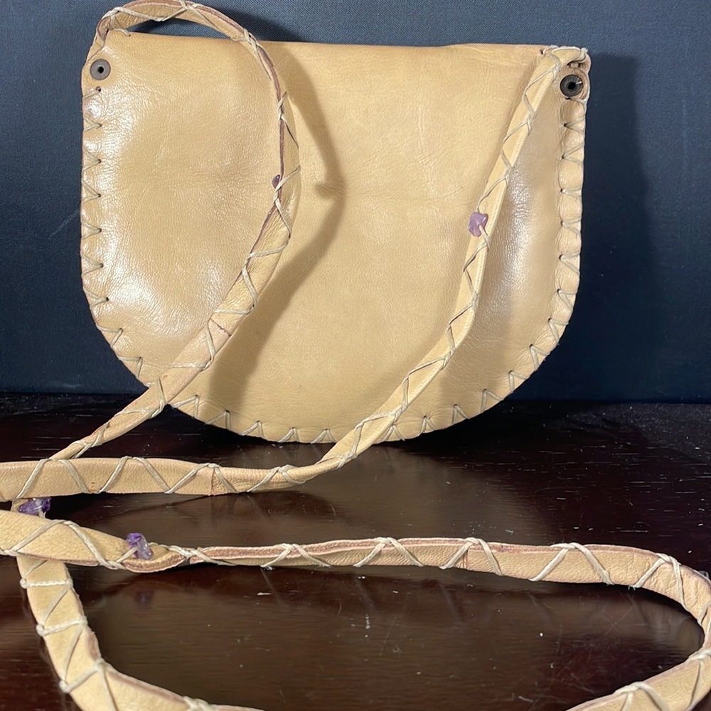 Mexican round crossbody with purple stone detail - Picture 5 of 6